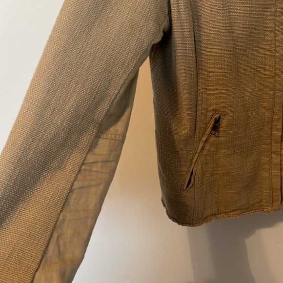 IKKS Tan Zip Up Boxy Textured Jacket with Zipper Pickets Size 42 (Large) - Picture 4 of 8